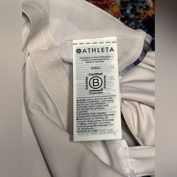 NEW Athleta Maldives Grey Abstract Tankini Set Eco Swimwear Bra Women’s 34B/C - Picture 6 of 12